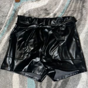 Windsor black leather shorts